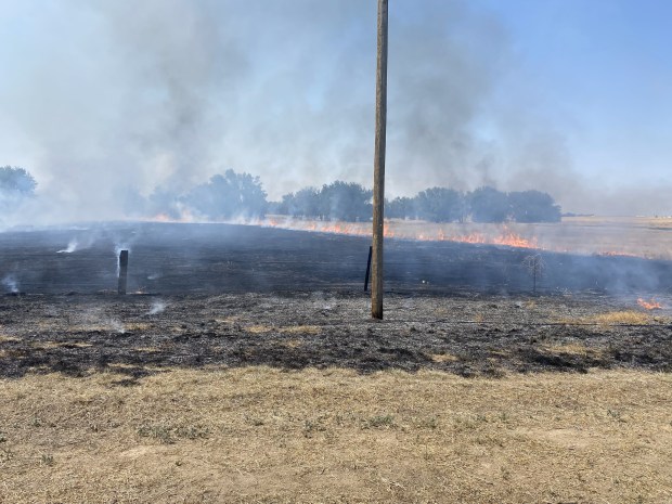 The flaming carcass of an electrocuted bird was determined to be the cause of the Quail Hollow fire in July in Arapahoe County that burned more than 1,100 acres and destroyed property southeast of Byers, according to a report released by the Arapahoe County Sheriff's Office. (Photo courtesy of the Arapahoe County Sheriff's Office)