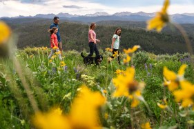 Hiking and mountain biking are just two items that lure families to Granby Ranch before ski season. Residents get ski passes plus trail access, golf rounds. Actual view from Saddle Mountain.