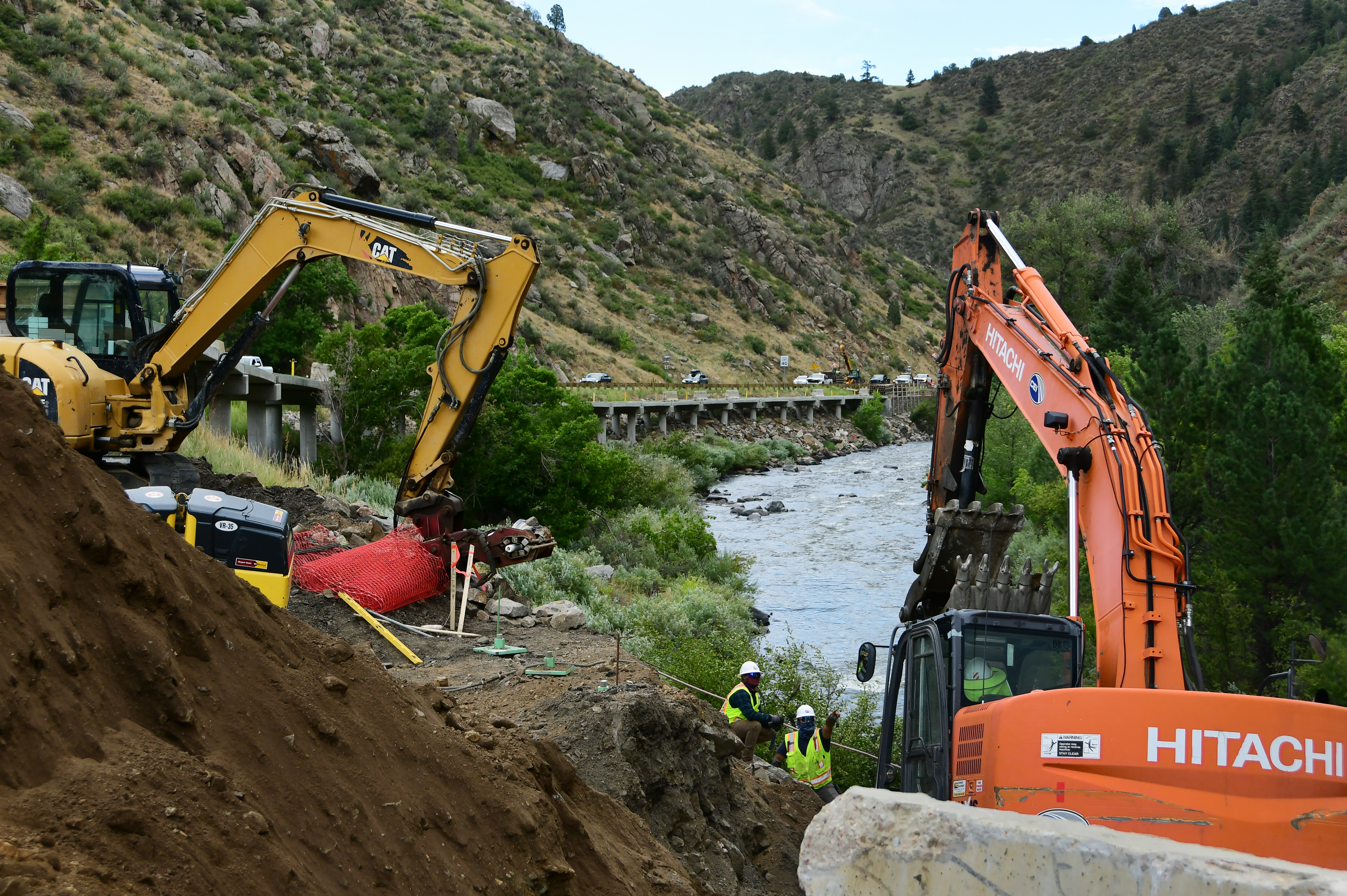 Construction continues on the Clear Creek Canyon trail in Jefferson County on Wednesday, Aug. 14, 2024. (Photo by Hyoung Chang/The Denver Post)