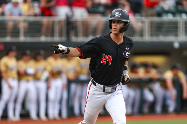 Georgia first baseman and outfielder Charlie Condon (24) during Georgia's game against Vanderbilt at Foley Field in Athens, Ga., on Friday, May 03, 2024. (Kari Hodges/UGAAA)